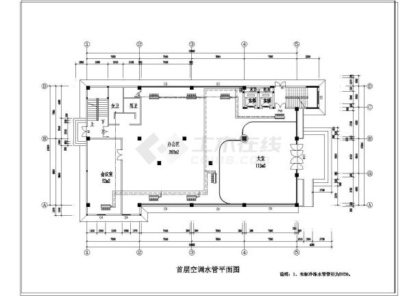 办公楼设计_某九层办公楼空调全套cad施工图纸-图二