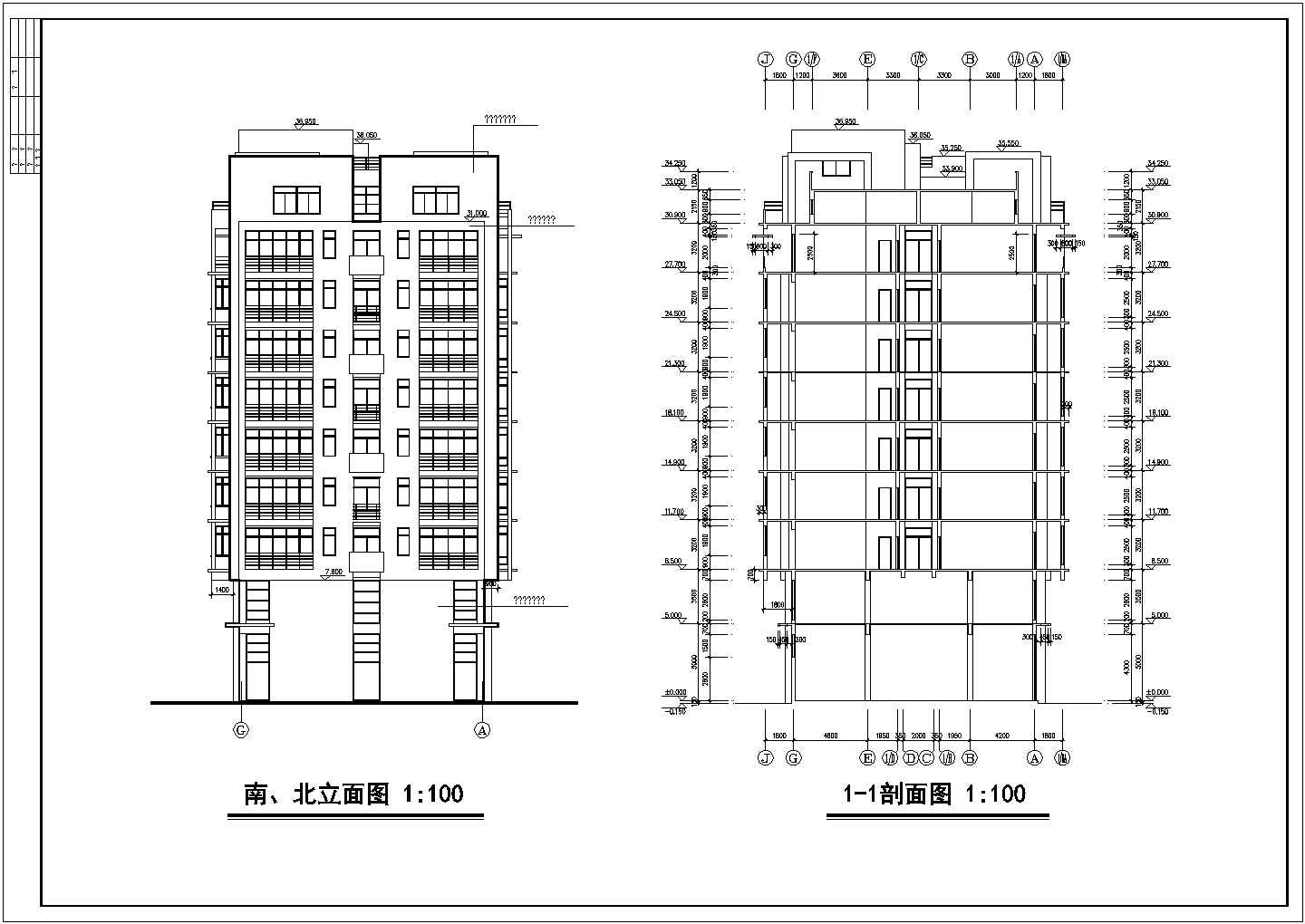 某小区小高层单身公寓建筑全套方案设计施工CAD图纸