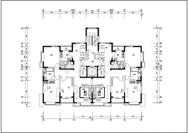 某小区小高层单身公寓建筑全套户型方案设计施工CAD图纸-图二