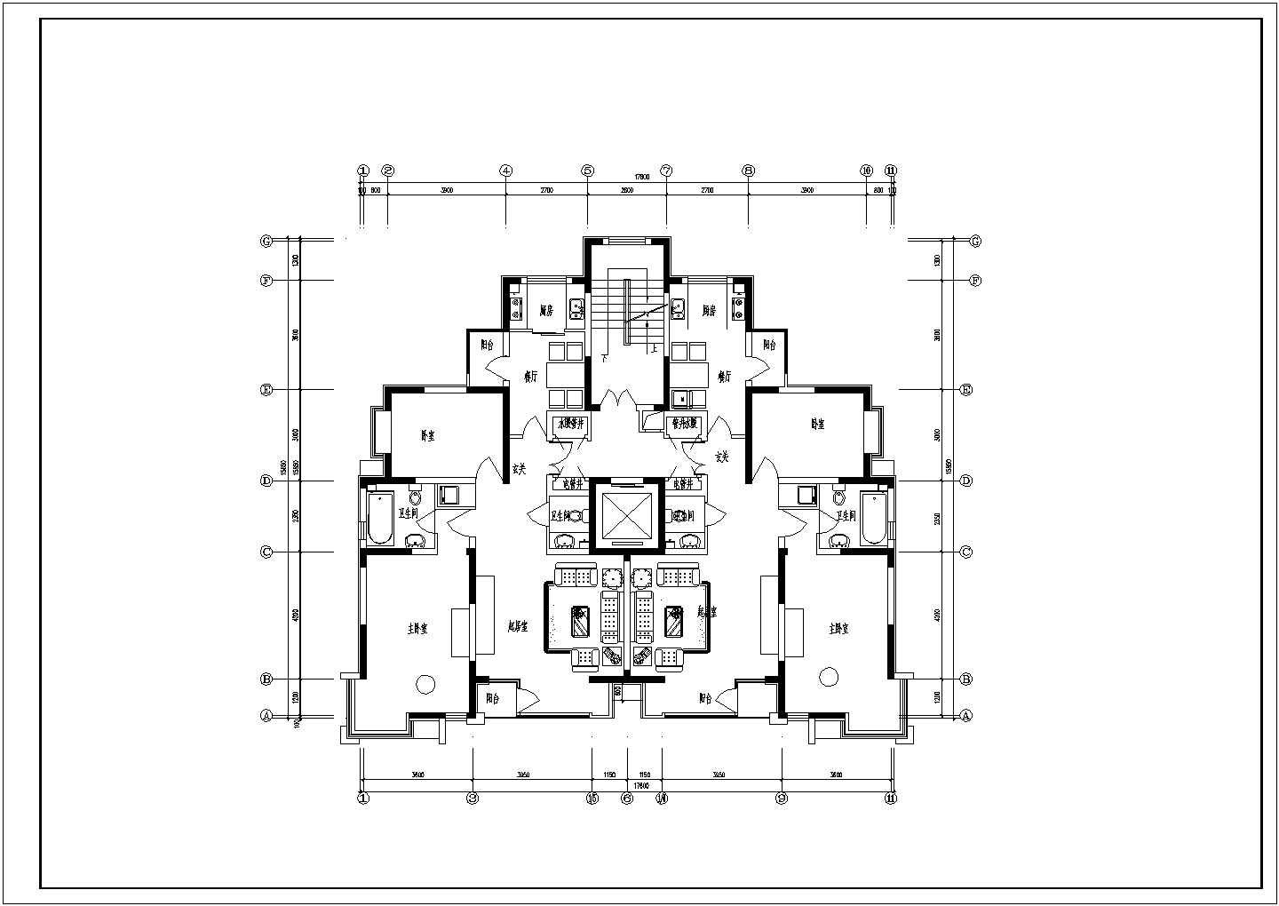 某小区小高层单身公寓建筑全套户型方案设计施工CAD图纸