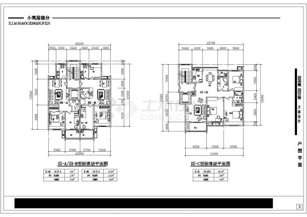 某市中心高档住宅小区建筑全套户型方案设计施工CAD图纸-图二