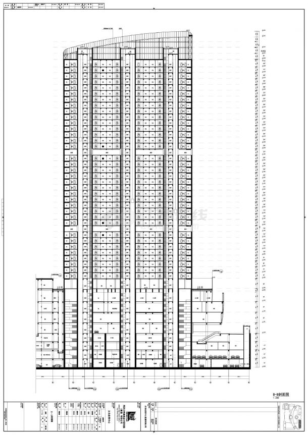 义乌世贸中心B栋住宅-建施剖面CAD图-图二