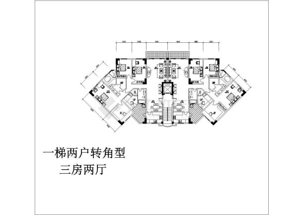 某有电梯无电梯多层点式塔式小高层户型CAD设计平面图【1梯多户型】-图一