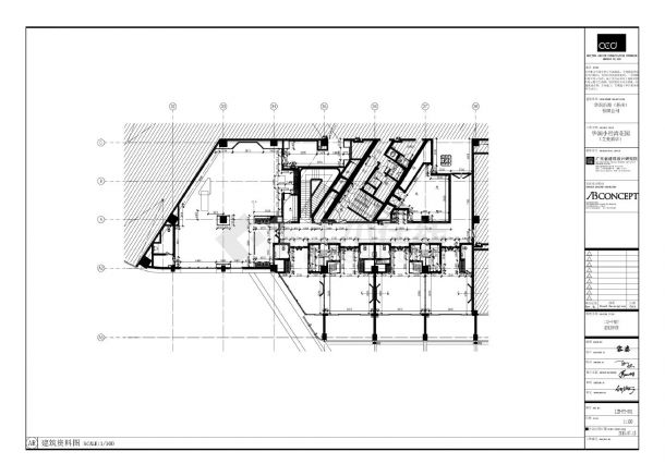 华润小径湾花园（艾美酒店）二层-中餐厅平面装饰设计施工CAD图-图二