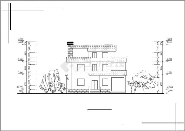 某地区村镇别墅竞赛建筑全套方案设计施工CAD图纸-图二