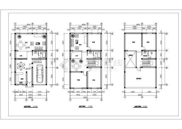 某地区两层民用住宅建筑全套方案设计施工CAD图纸-图二