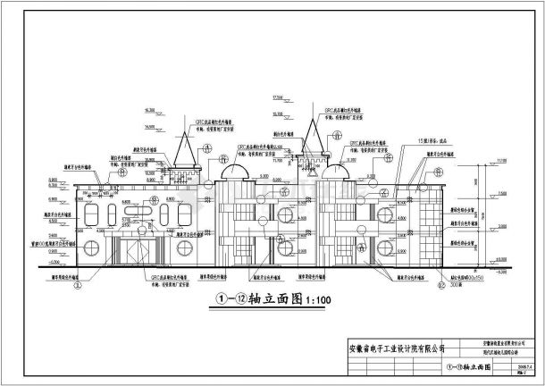 寿县某地三层幼儿园建筑设计施工CAD图-图二