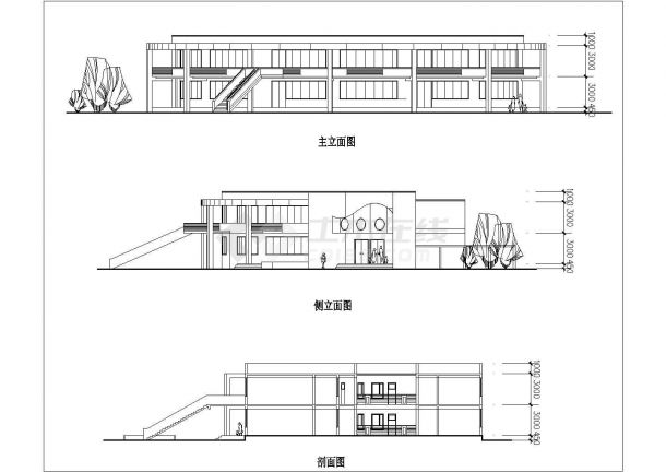 某幼儿园二层砖混结构教学楼设计cad建筑方案图（含总图）-图二