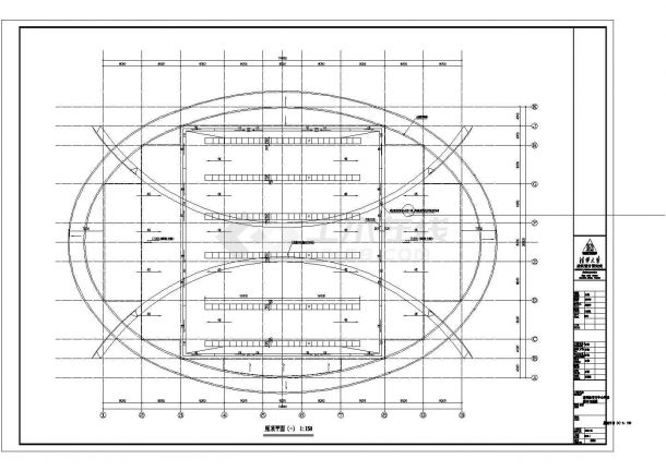 洛阳市市立体育馆三层框架结构网球场全套建筑设计CAD图纸-图一