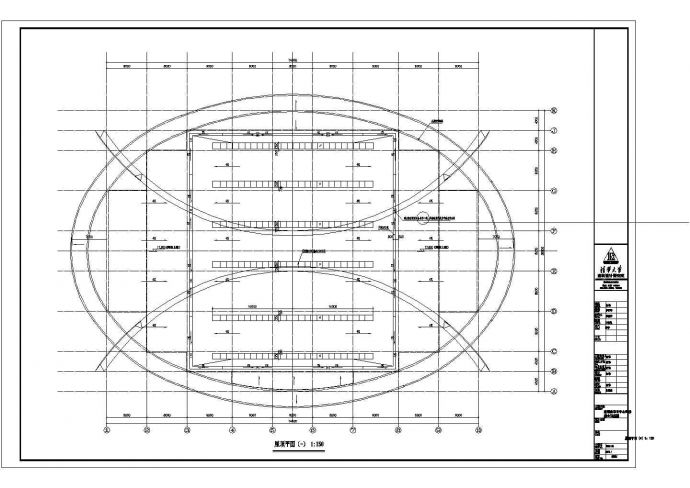 洛阳市市立体育馆三层框架结构网球场全套建筑设计CAD图纸_图1