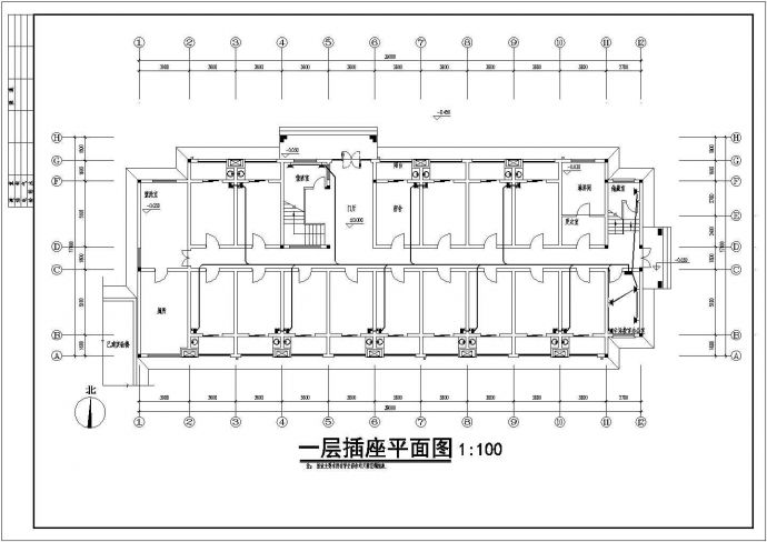电气设计_某地区五层中学宿舍电气设计CAD图_图1