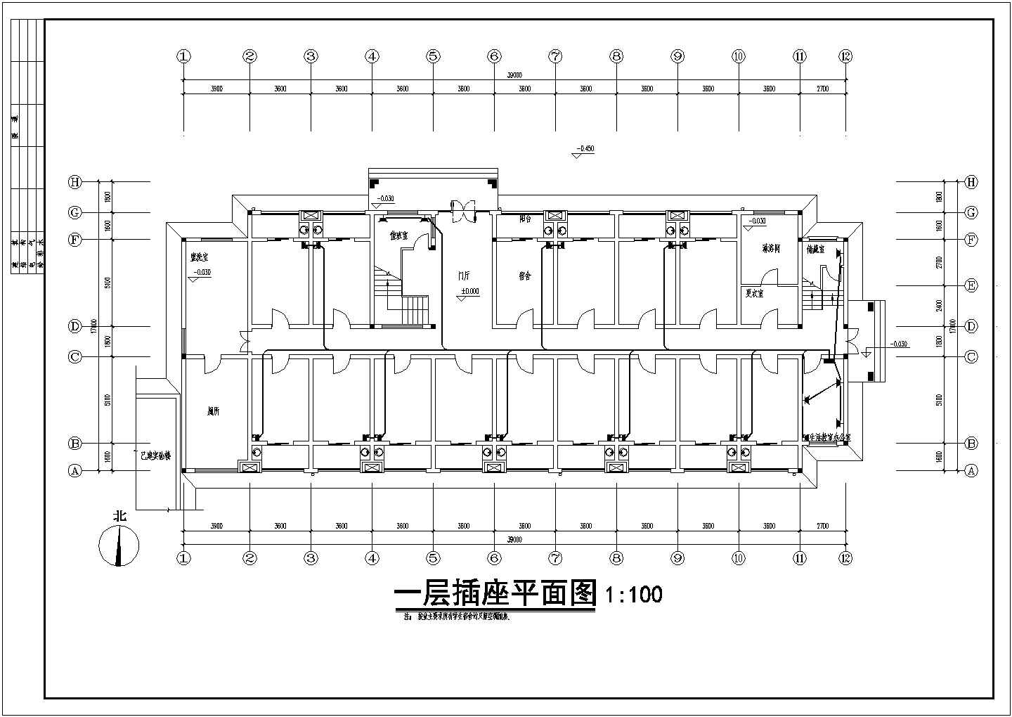 哈尔滨某三级负荷六层中学宿舍电气施工图纸