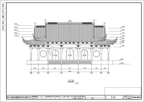 少林寺山门建筑施工设计CAD图-图二