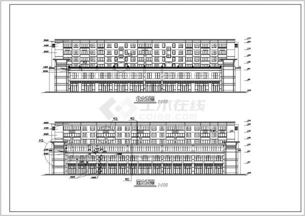 某地区6层商住综合楼建筑方案设计施工CAD图纸-图二