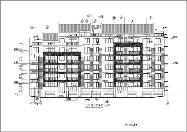 某地区6层商业综合住宅楼建筑方案设计施工CAD图纸-图二