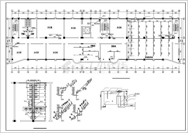 某七层办公楼给排水施工方案设计CAD图纸-图二