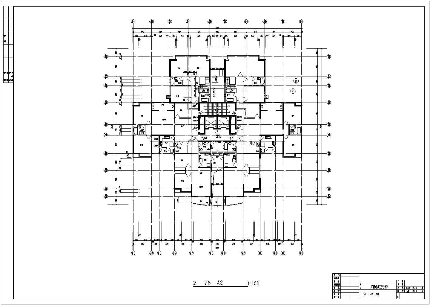 广厦经典高层住宅楼全套建筑施工设计cad图纸