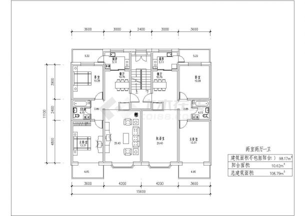 某地区家属楼小区住宅楼建筑户型方案设计施工CAD图纸-图二