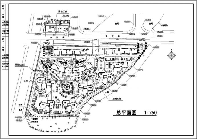 某城市小高层住宅区建筑规划方案设计施工CAD图纸_图1