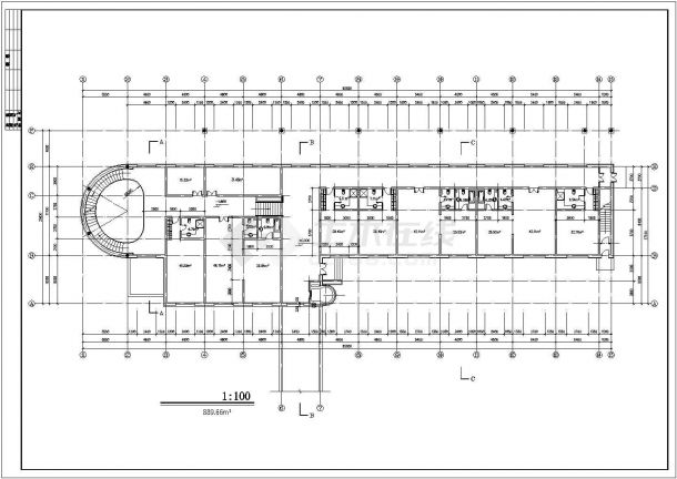 承德市某度假区880平米2层框架结构商务招待所平立面设计CAD图纸-图一