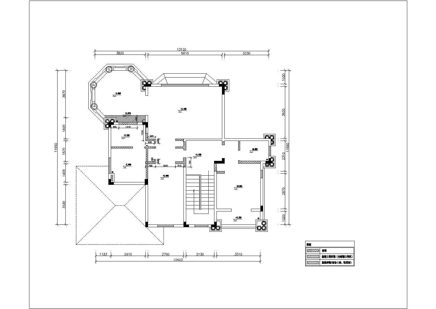某三层别墅装修设计cad详细平面施工图（含水电设计）