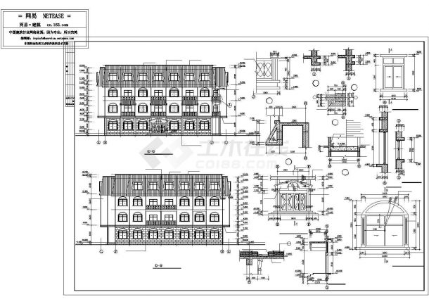 青岛市某街道1710平米4层框混结构商务招待所全套建筑设计CAD图纸-图二
