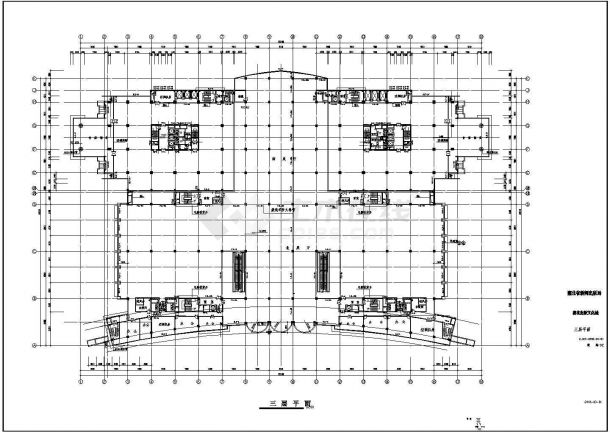 景区双子塔综合大楼施工设计CAD图-图一