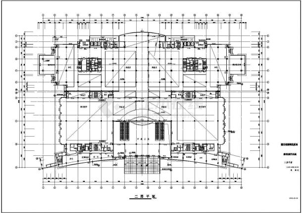 景区双子塔综合大楼施工设计CAD图-图二