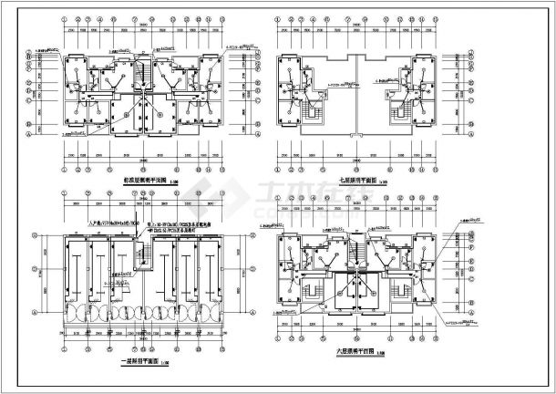 沈阳市某居住区7层高档住宅楼电气系统设计CAD图纸（2梯2户）-图一