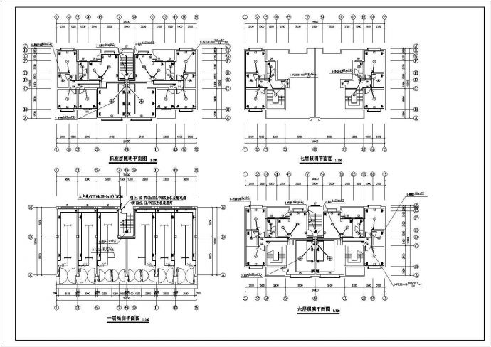 沈阳市某居住区7层高档住宅楼电气系统设计CAD图纸（2梯2户）_图1