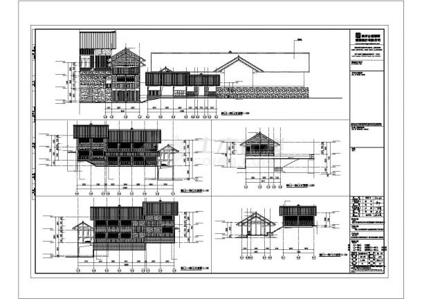 遵义市某仿古旅游街760平米3层混框结构综合楼全套建筑设计CAD图纸-图二