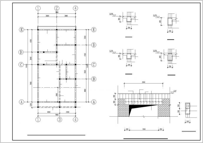 某地区小面宽农村二层建筑方案设计施工CAD图纸_图1