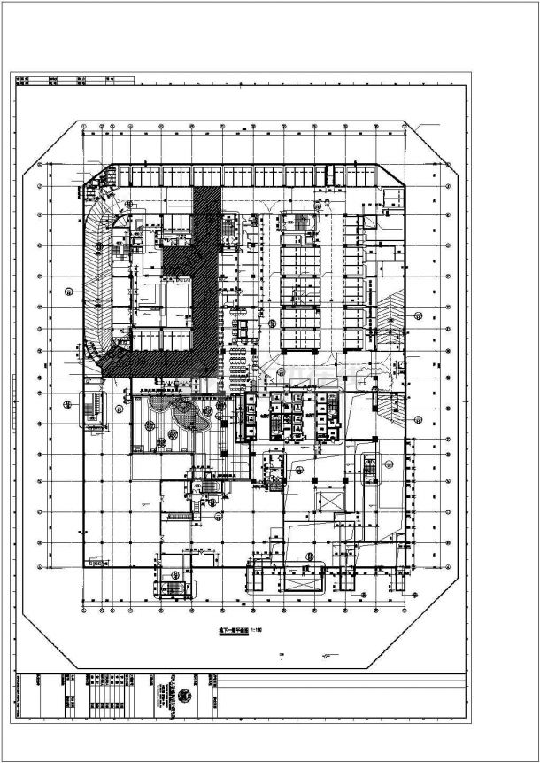 某地区超高层框架核心筒结构塔式办公楼建筑方案设计施工CAD图纸-图二