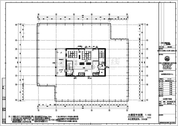 南昌国际贸易中心塔楼6层详细建筑施工图-图一