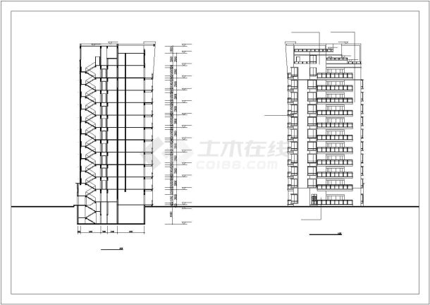 哈尔滨某12层高档住宅楼全套建筑设计CAD图纸（三栋连廊式住宅）-图二