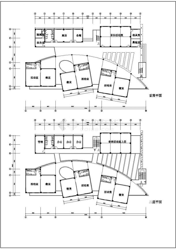 9班3层幼儿园建筑方案设计图-图一