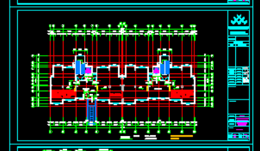 2020建筑消防火新规后户型图设计cad（ 一梯两户两单元-三房两厅两卫-标准层493平米 梯北侧。一字型。11F ）-图一