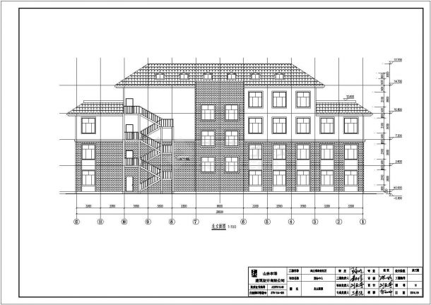 某地区高庄朱位社区服务中心建筑方案设计施工CAD图纸-图二