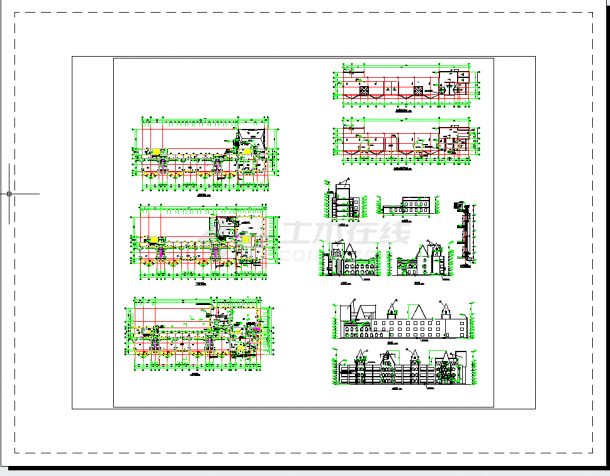 淮安某三层幼儿园建筑施工设计cad图纸，共5张-图一