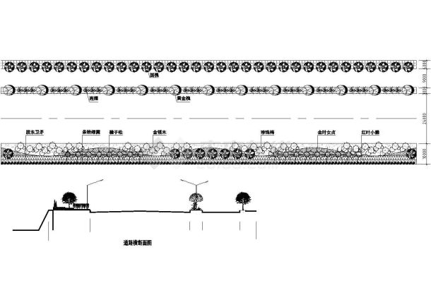 某中心区道路绿化标段及横断面CAD图纸完整全套-图一
