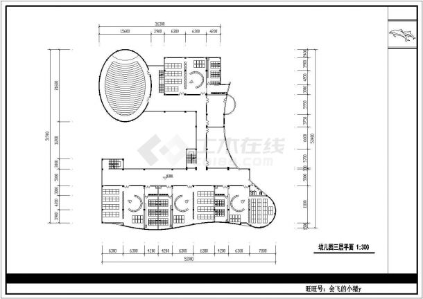 宁夏四川幼儿园教学楼设计建筑施工cad图，共六张-图一