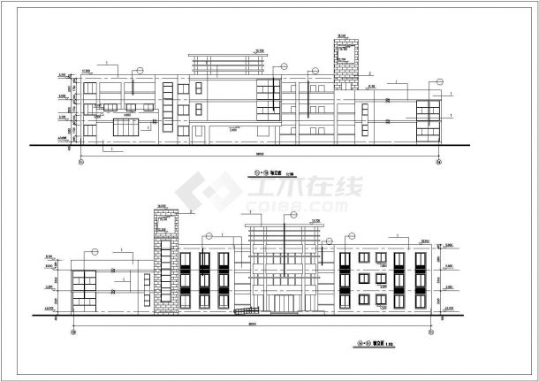 湖南三层幼儿园教学楼设计建筑施工cad图，共七张-图一