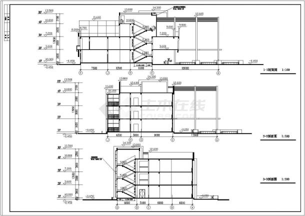 3034平方米三层框架结构幼儿园教学楼设计建筑施工cad图，共十张-图二