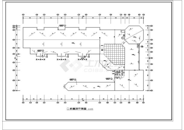 G栋三层前海花园幼儿园建筑施工cad图(含平立面图，共八张)-图二
