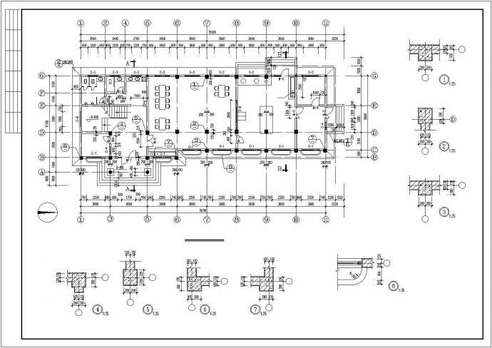 襄阳市某市政单位6100平米三层砖混结构生活服务中心建筑设计CAD图纸_图1
