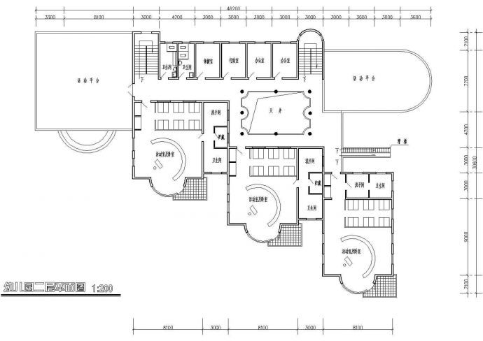 宿豫六班幼儿园二层教学楼建筑施工设计cad图纸，共3张_图1