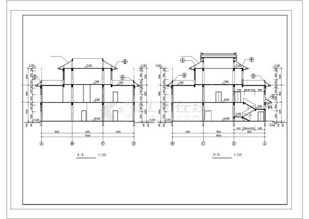 滁州市某2020平米3层框架结构大型洗浴中心建筑设计CAD图纸-图一