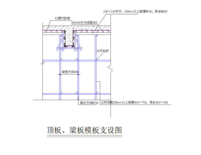某地顶板梁板模板支设图CAD图纸_图1