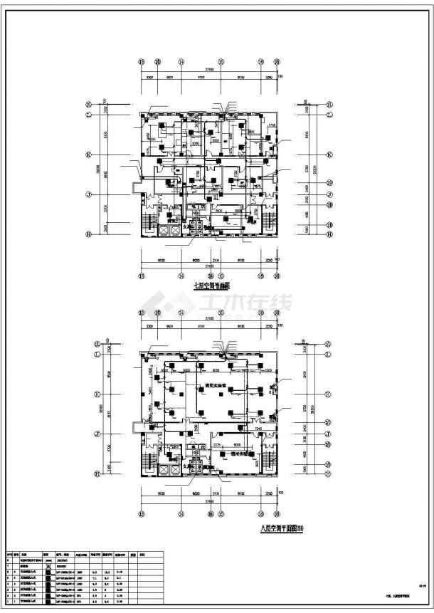 某地8层办公楼多联机空调设计施工CAD图-图一
