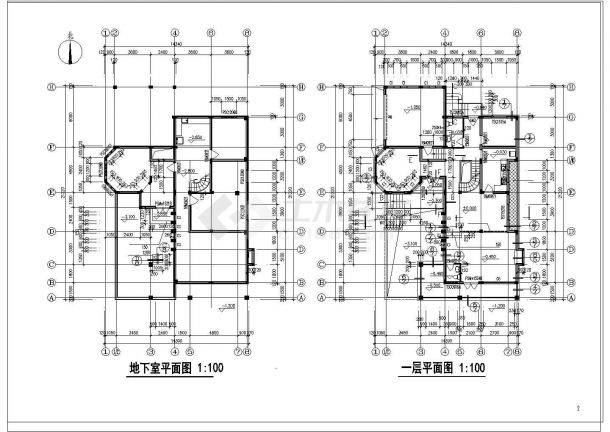 某2层带天台独立豪华别墅详细施工设计cad图纸-图二